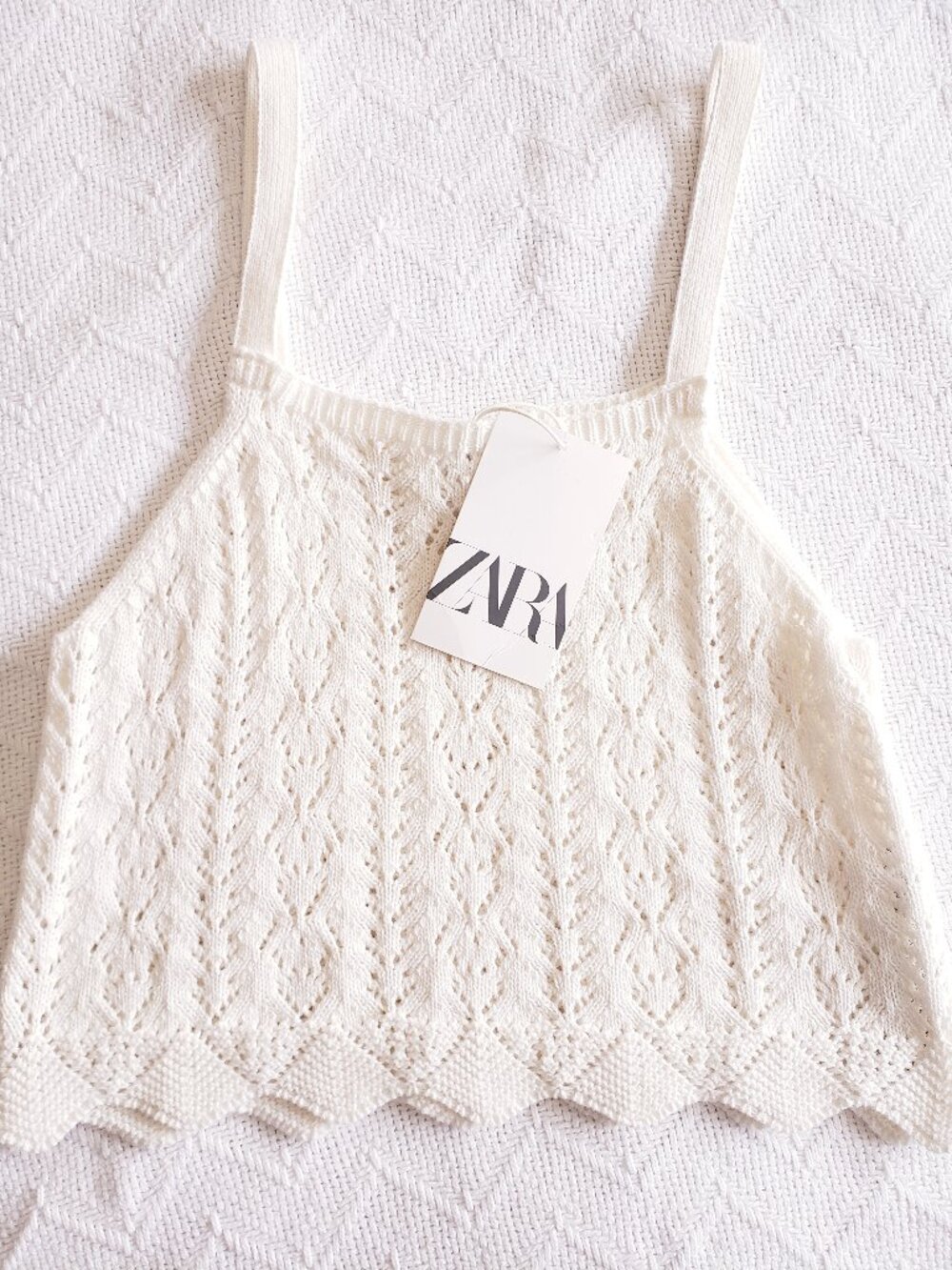 NEW Zara Girls 13/14 Ivory Cream Cotton Knit Cropped Tank Top